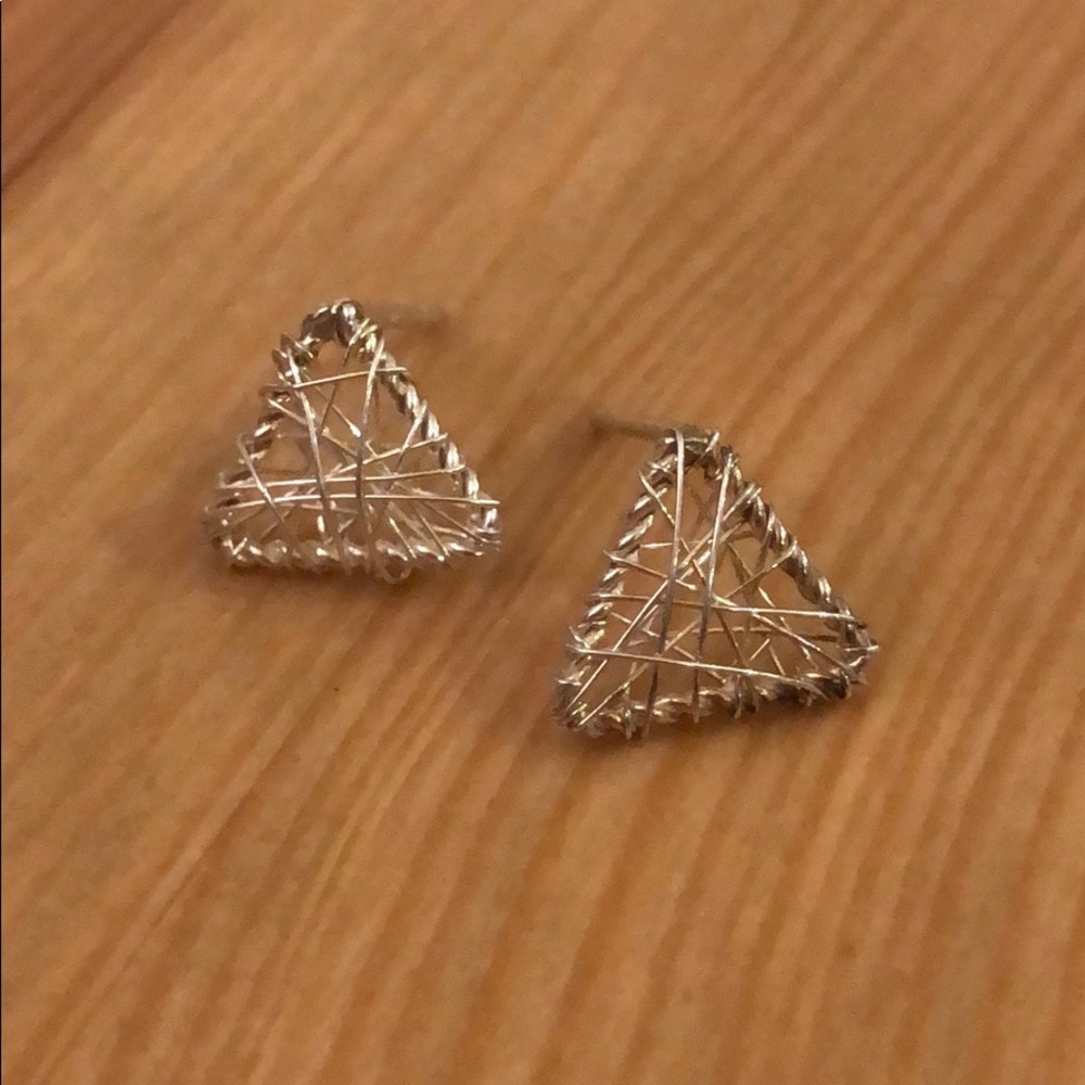 Triangle Wire Sterling Silver Stud Earrings